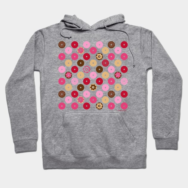 Donut Pattern - Cute Sweet Donuts Polka Dots Icons Hoodie by Steph Calvert Art